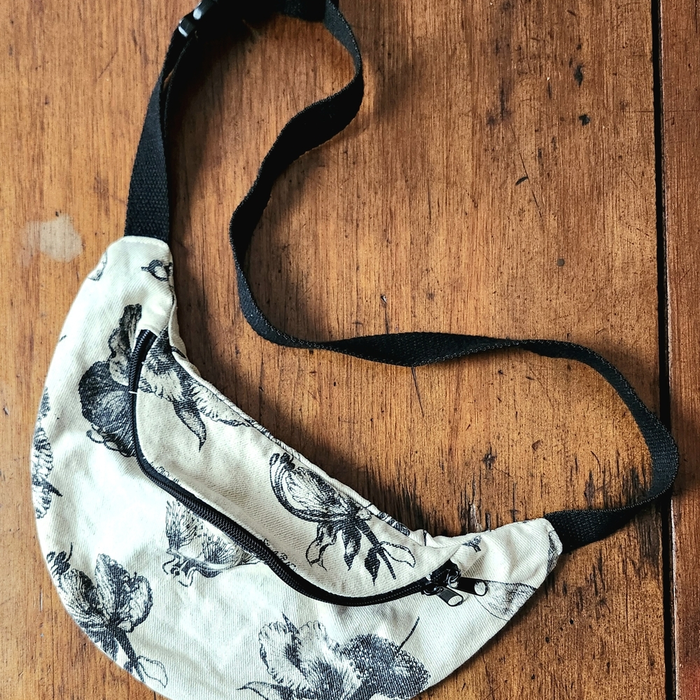 Floral Print Canvas Crossbody Bag